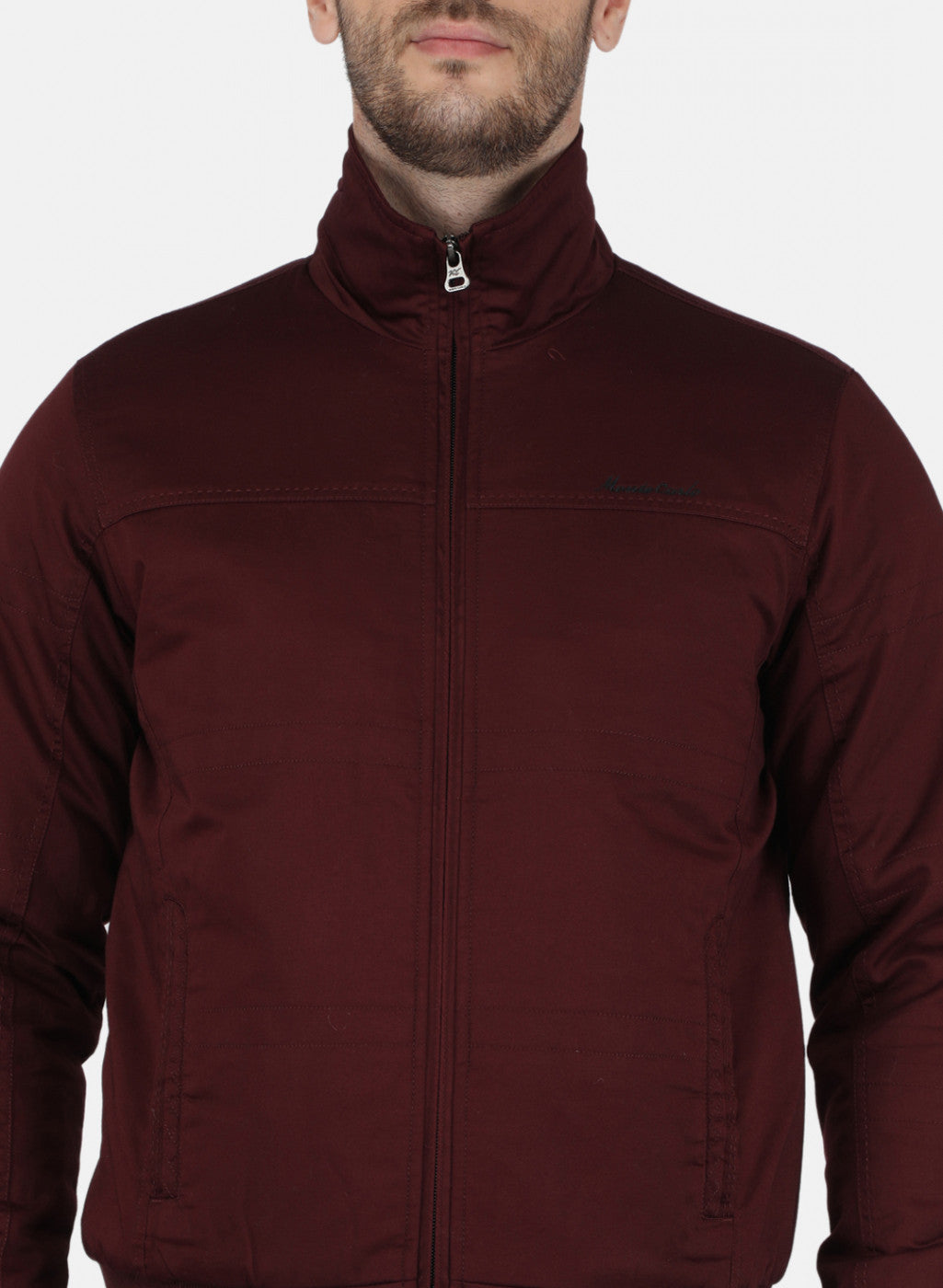 Men Maroon Solid Jacket