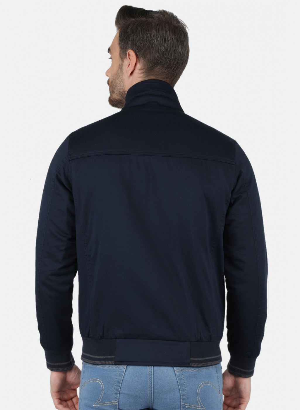Men Blue Solid Jacket