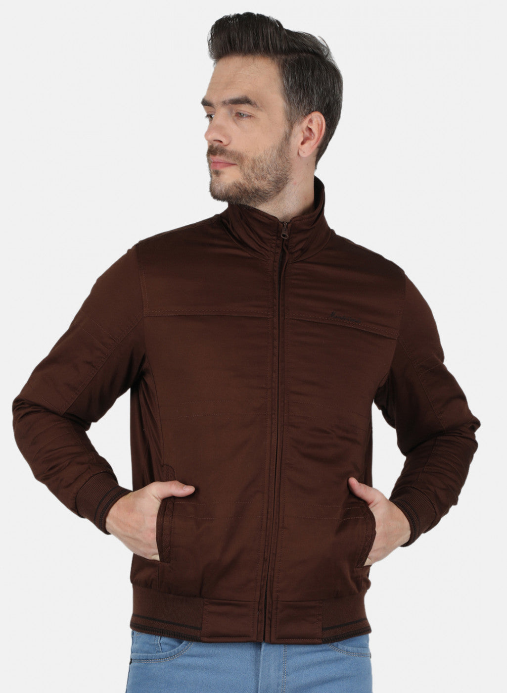 Men Brown Solid Jacket