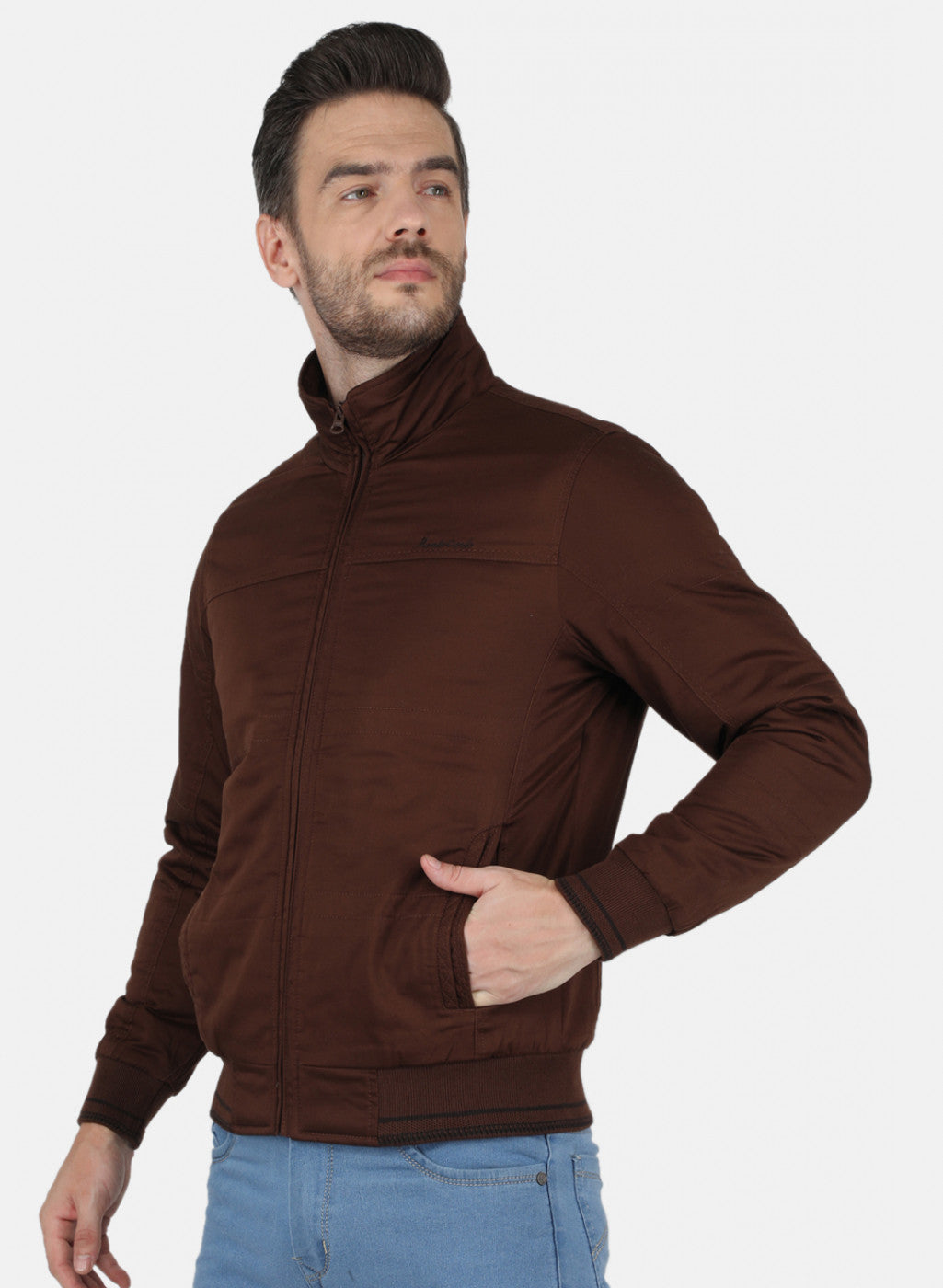 Men Brown Solid Jacket