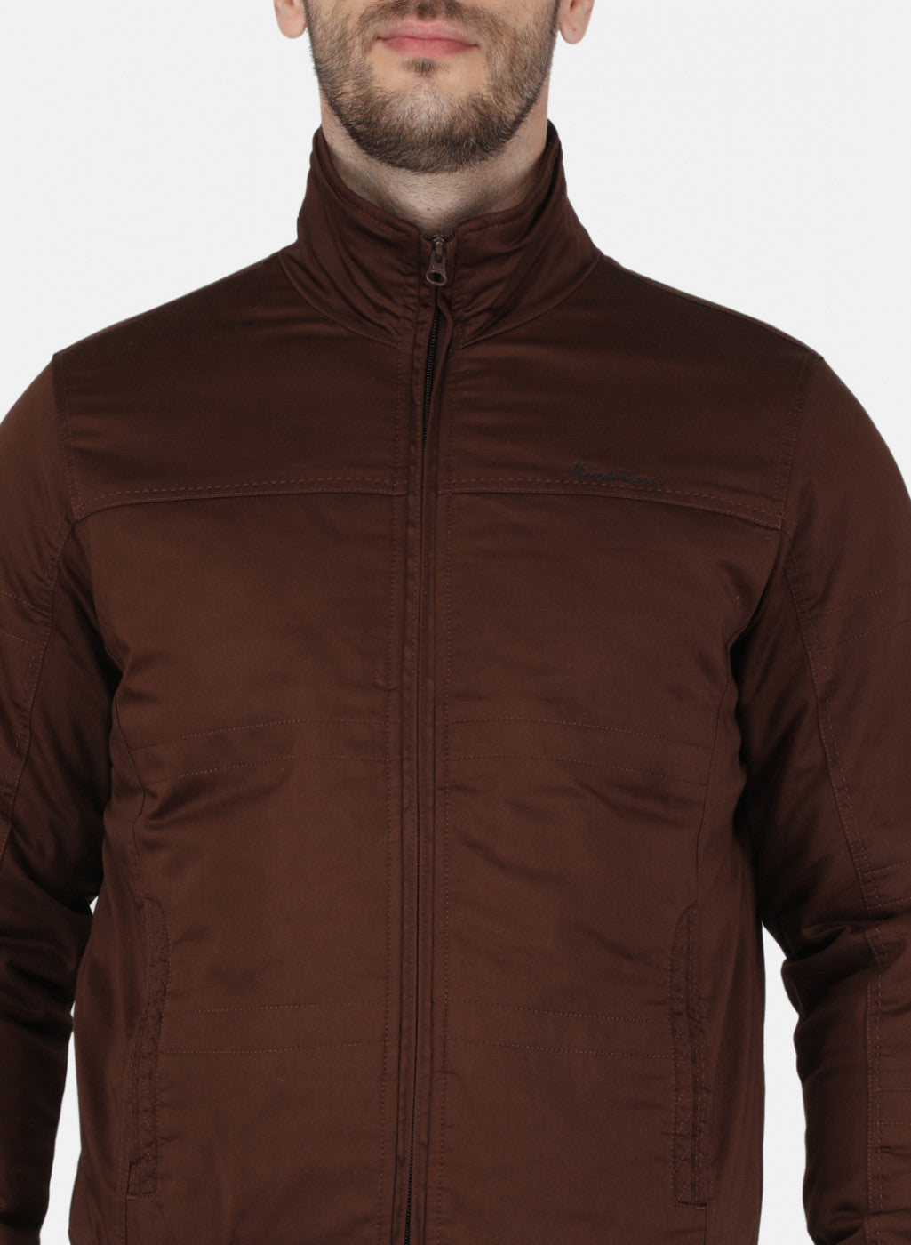 Men Brown Solid Jacket