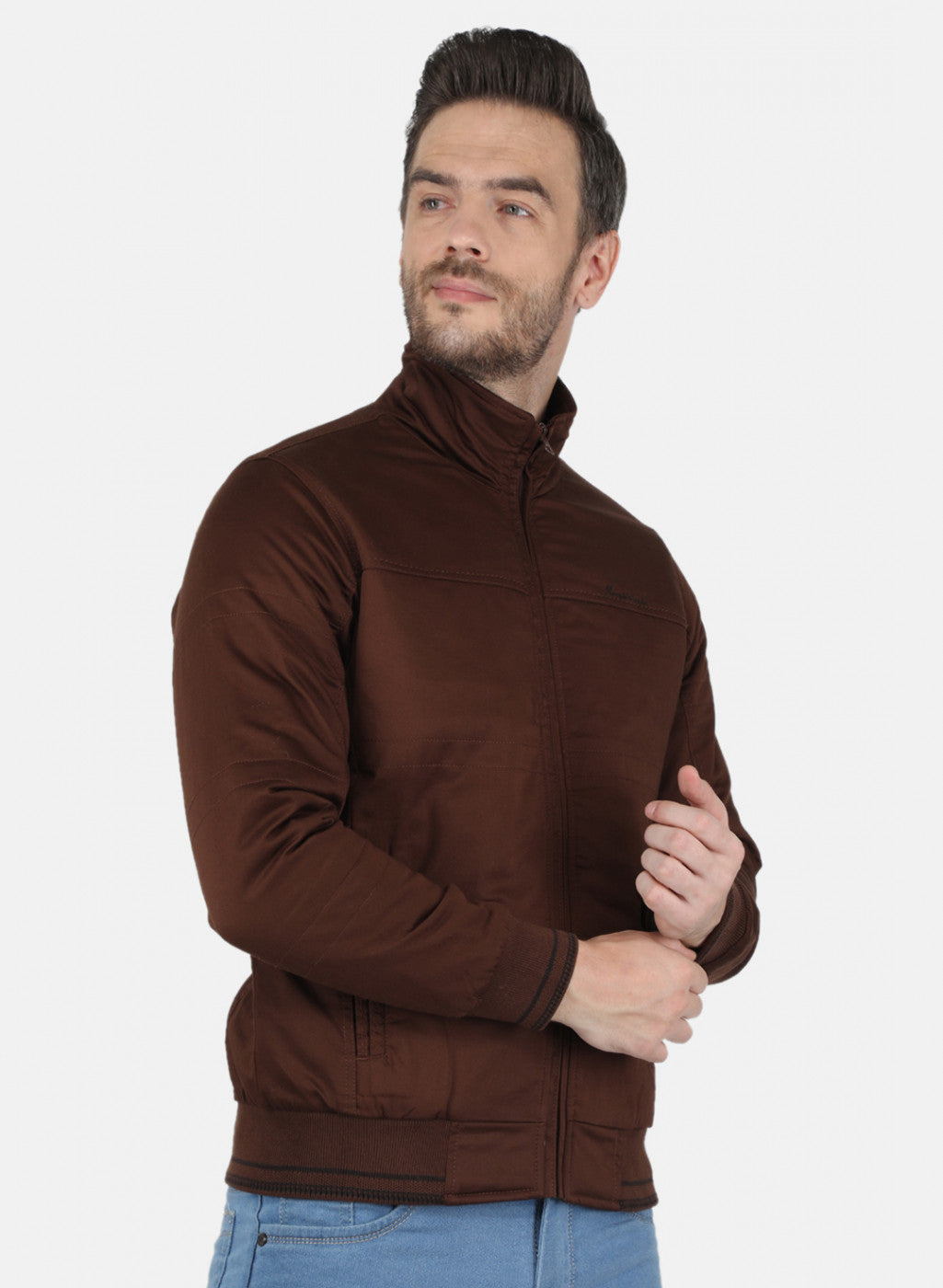 Men Brown Solid Jacket