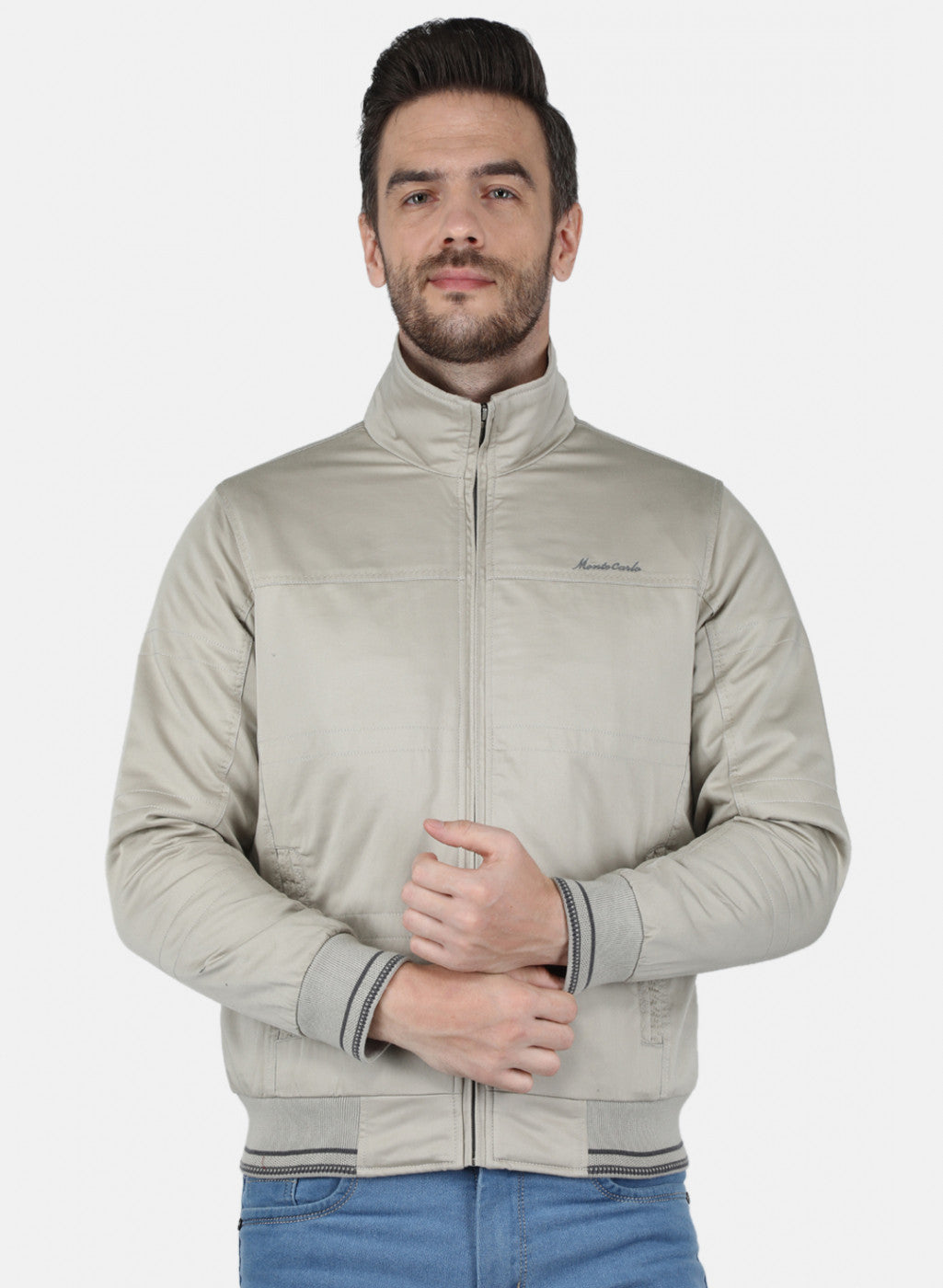 Men Grey Solid Jacket