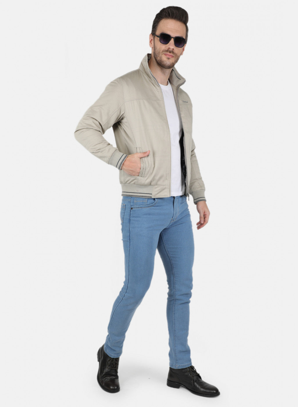 Men Grey Solid Jacket