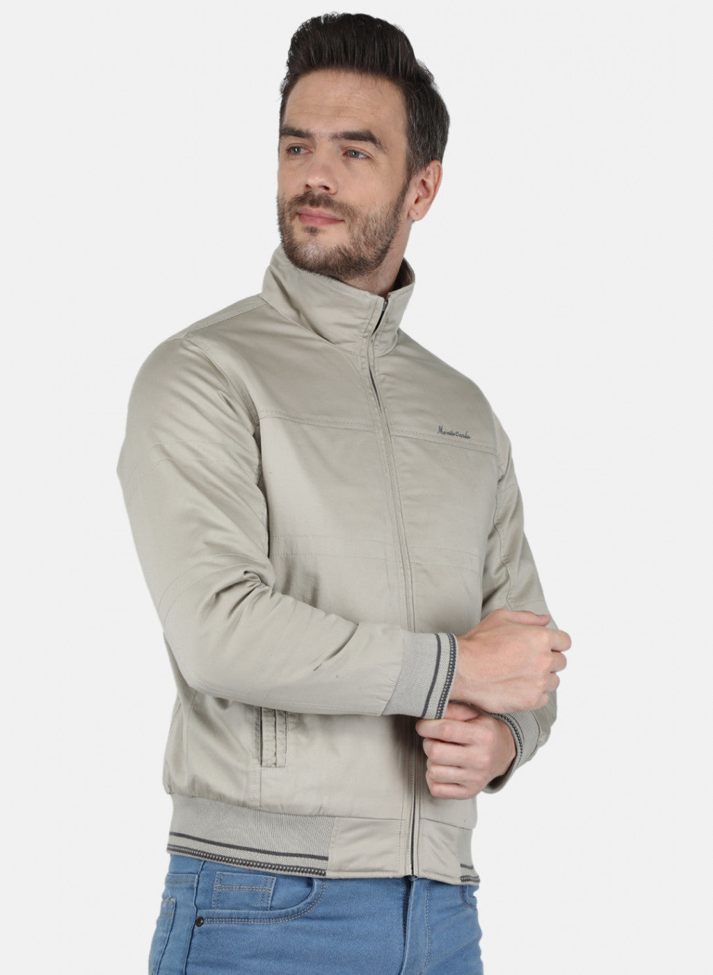 Men Grey Solid Jacket