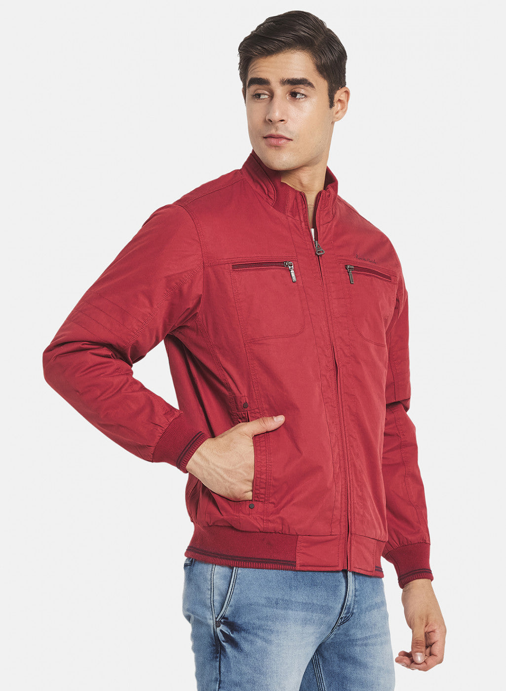 Men Red Solid Jacket