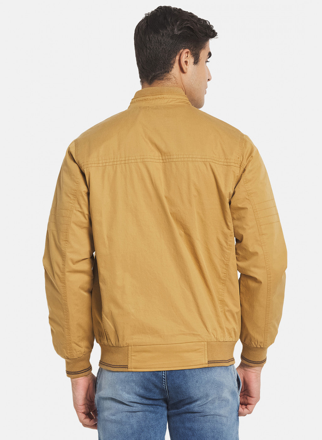 Men Mustard Solid Jacket