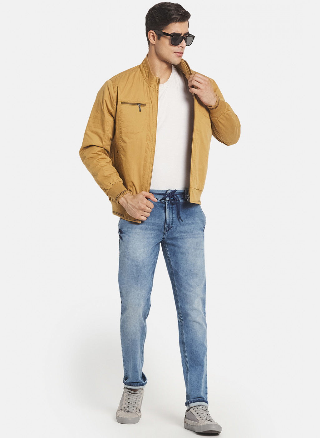 Men Mustard Solid Jacket