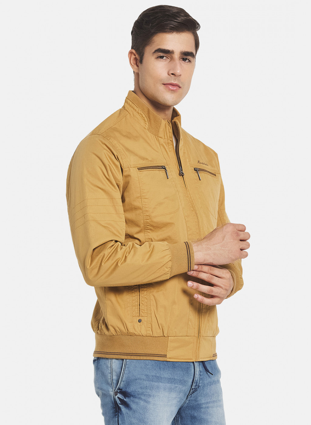 Men Mustard Solid Jacket