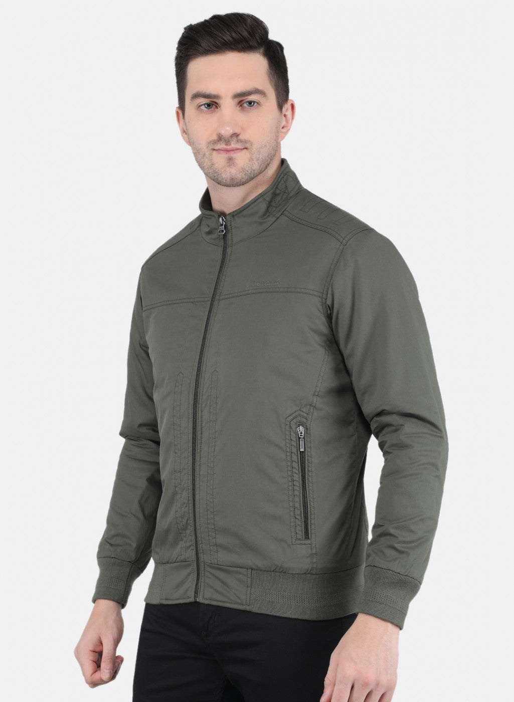 Men Olive Solid Jacket