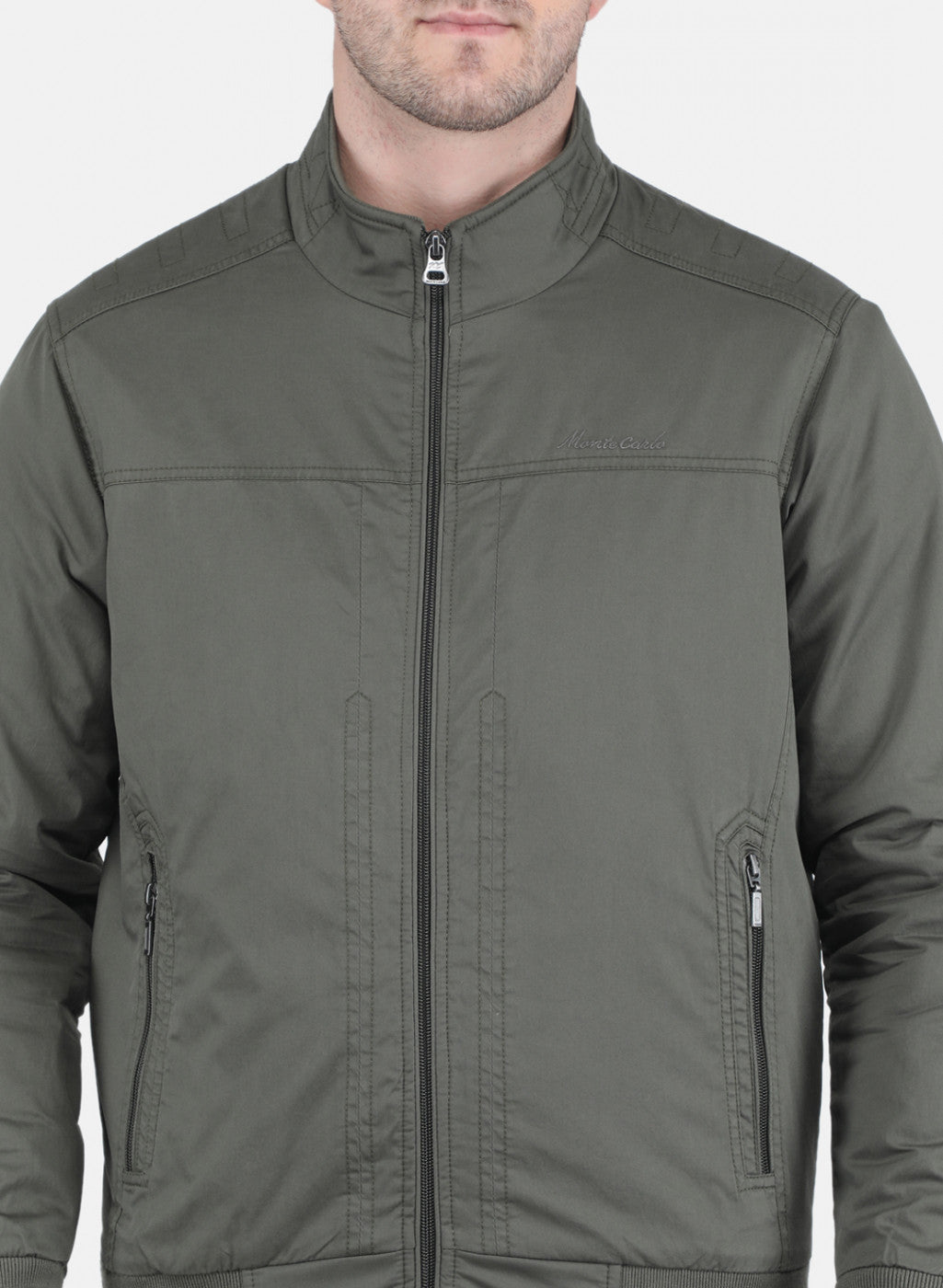 Men Olive Solid Jacket