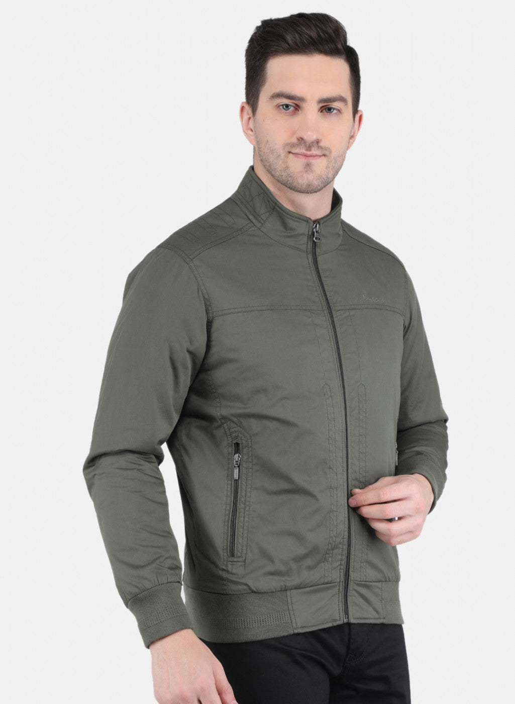 Men Olive Solid Jacket
