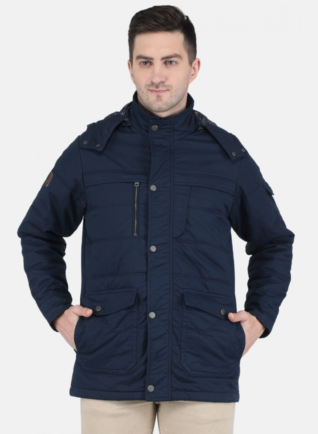Men Blue Solid Jacket