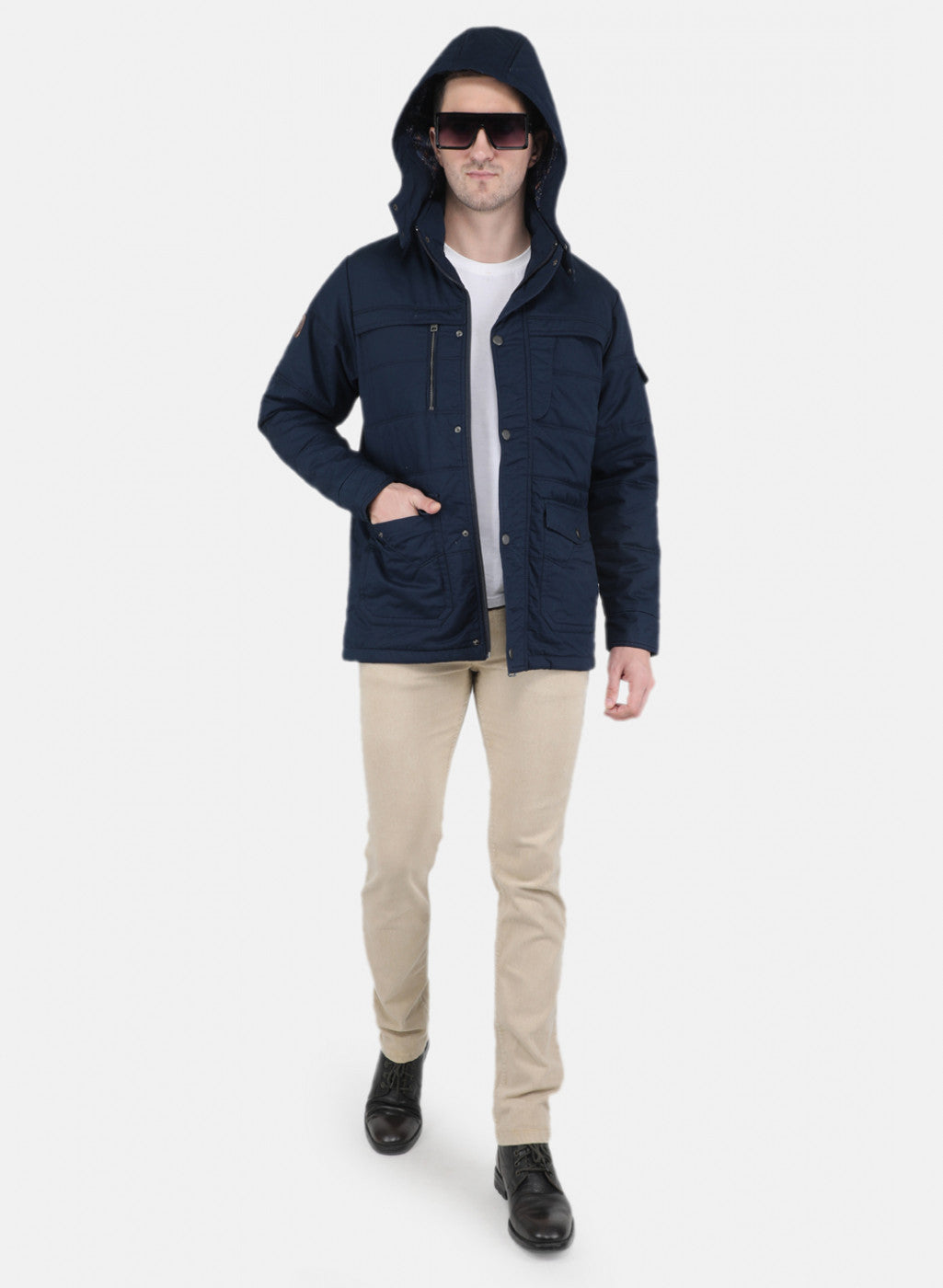 Men Blue Solid Jacket