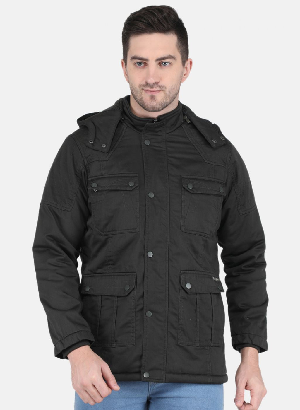 Men Olive Solid Jacket
