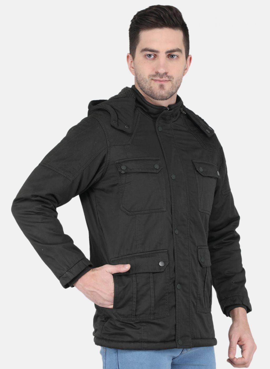 Men Olive Solid Jacket