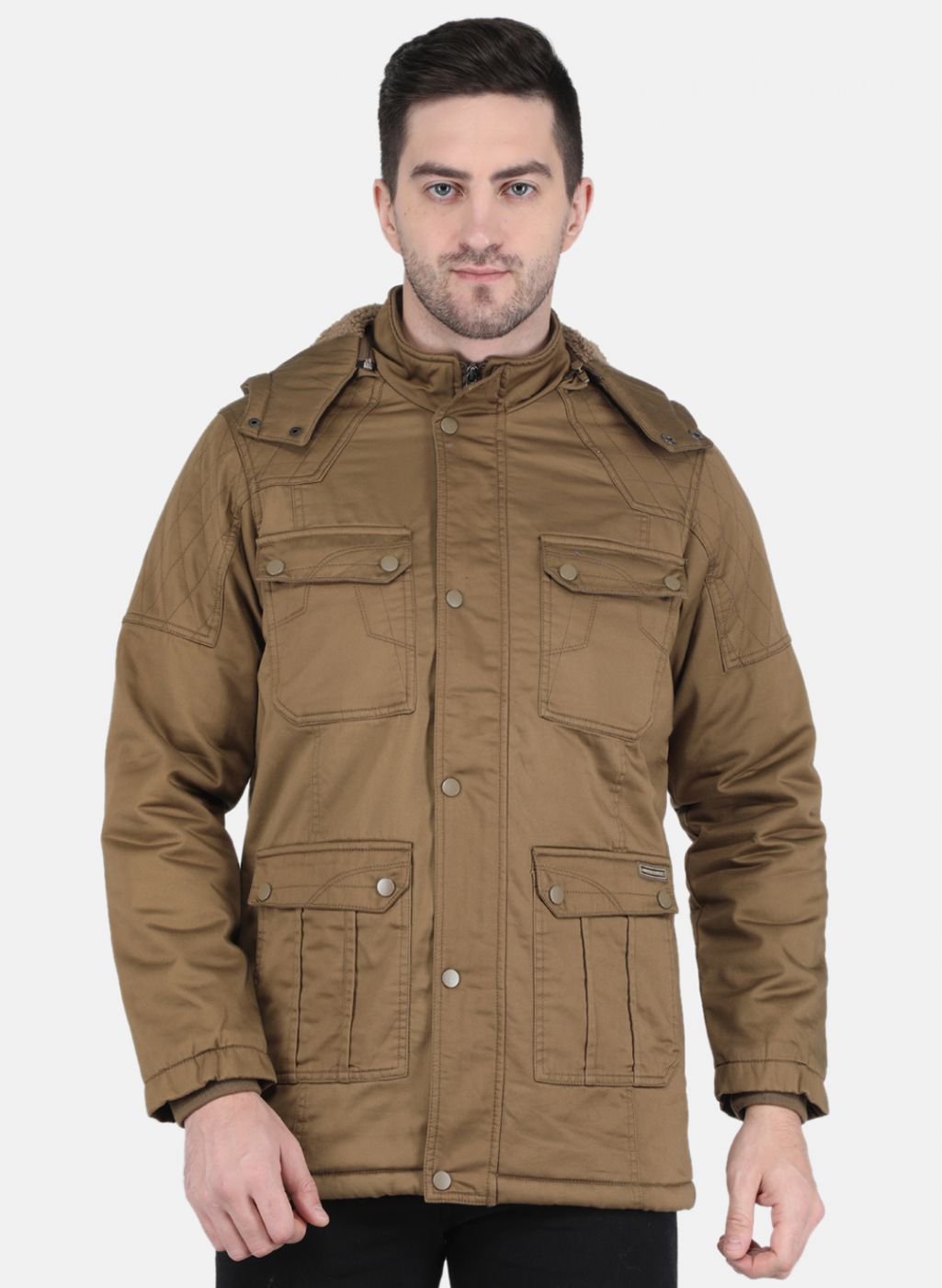 Men Brown Solid Jacket1