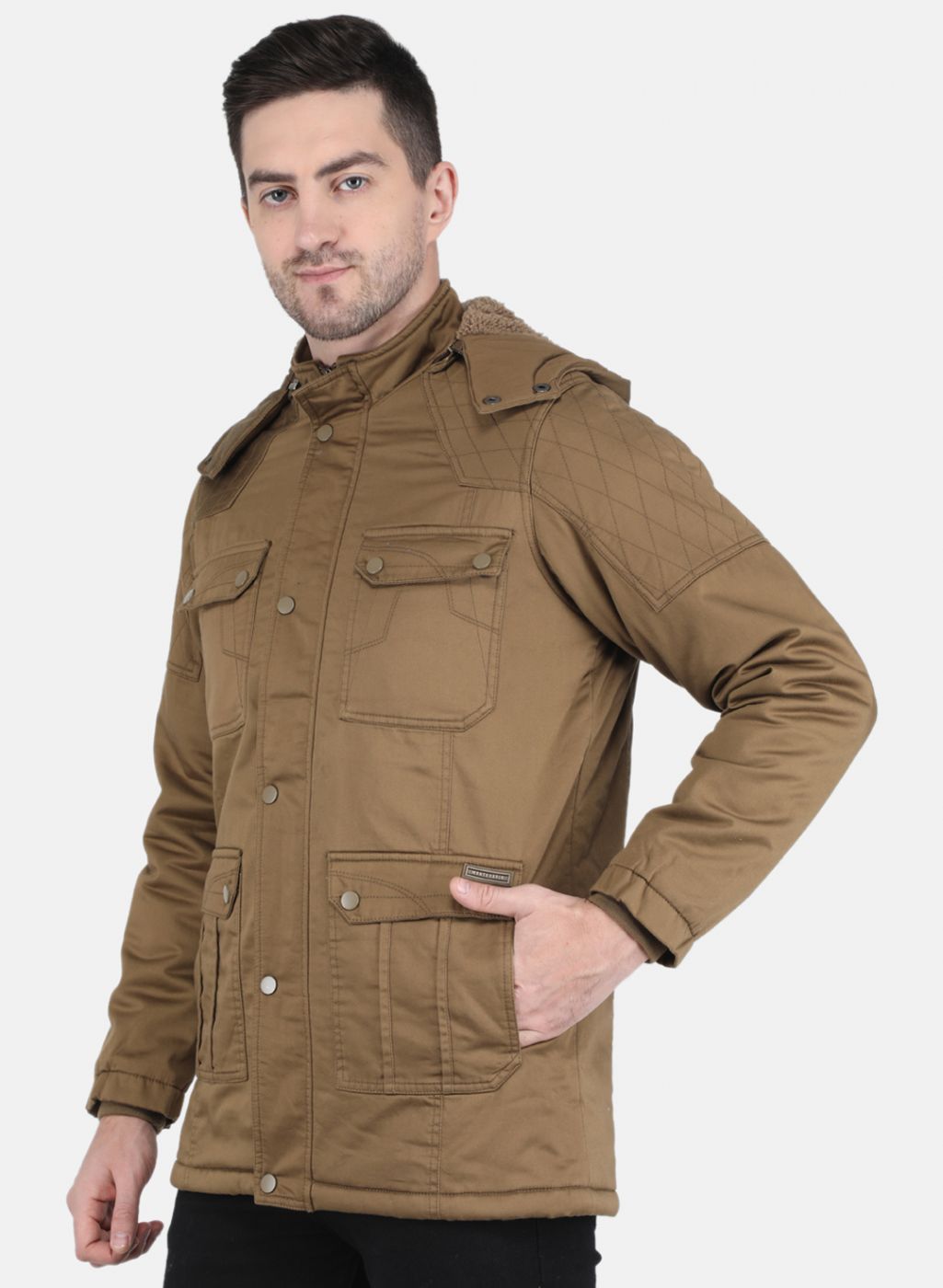 Men Brown Solid Jacket