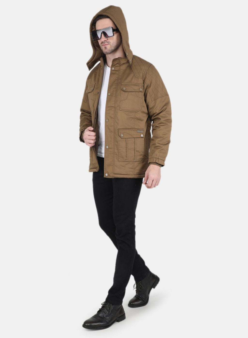 Men Brown Solid Jacket