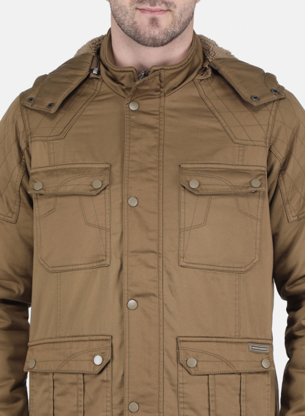 Men Brown Solid Jacket