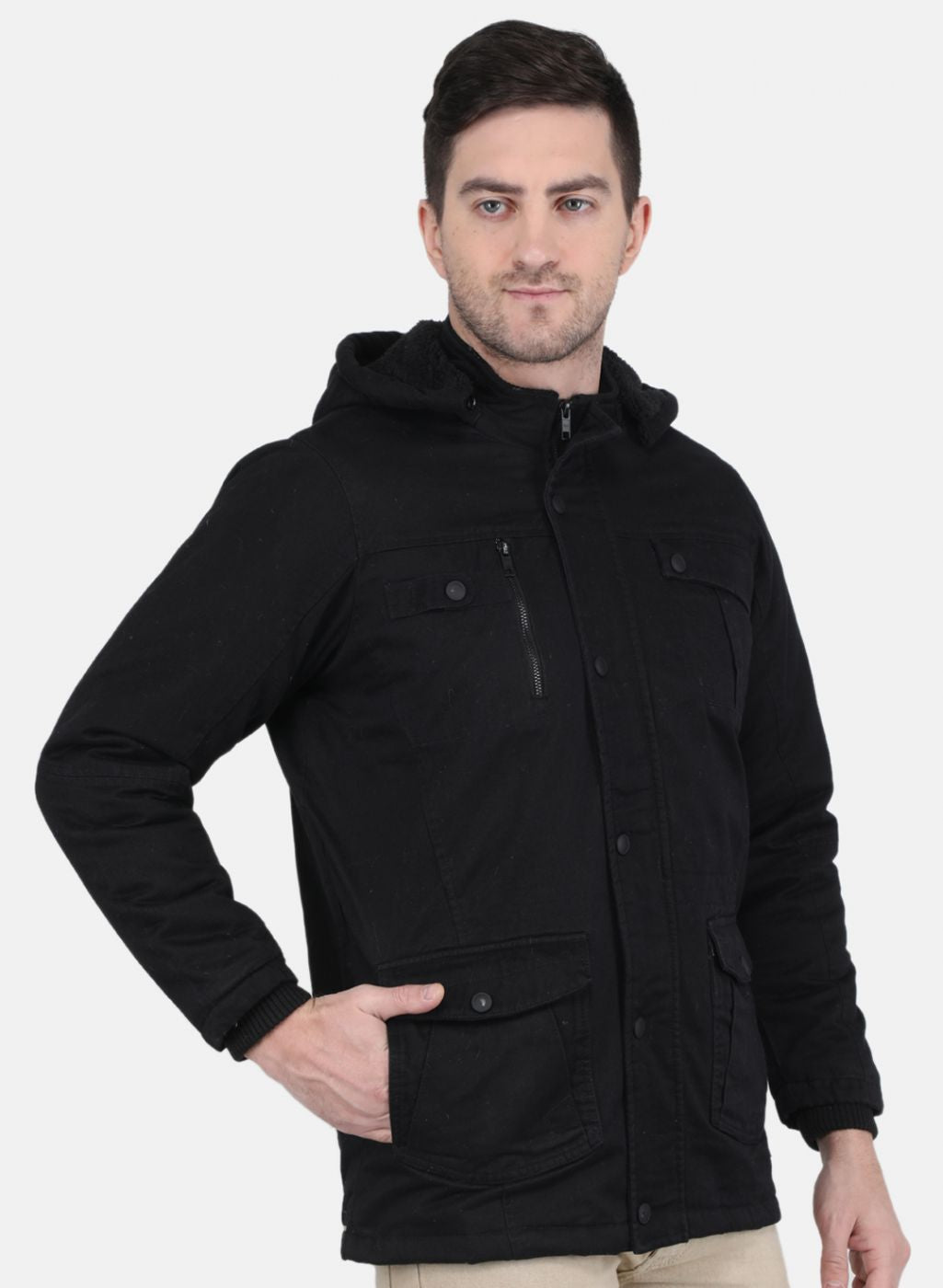 Men Black Solid Jacket