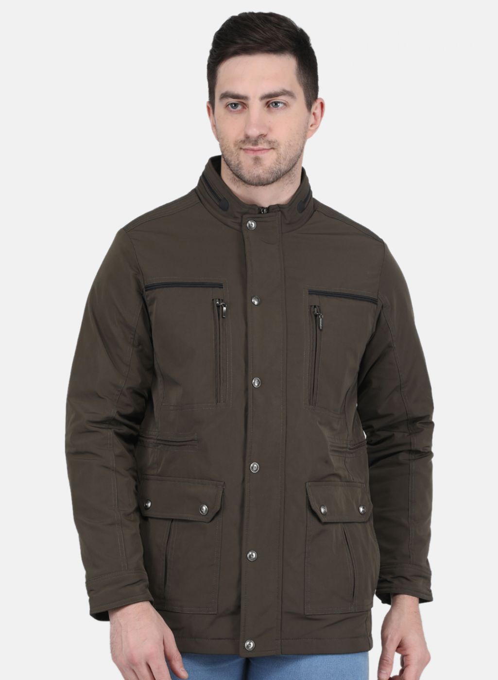 Men Brown Solid Jacket