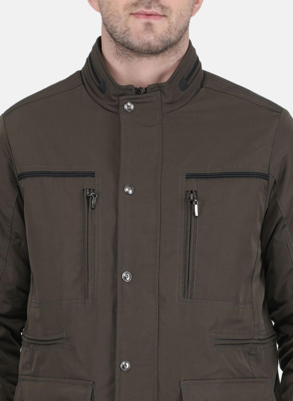 Men Brown Solid Jacket