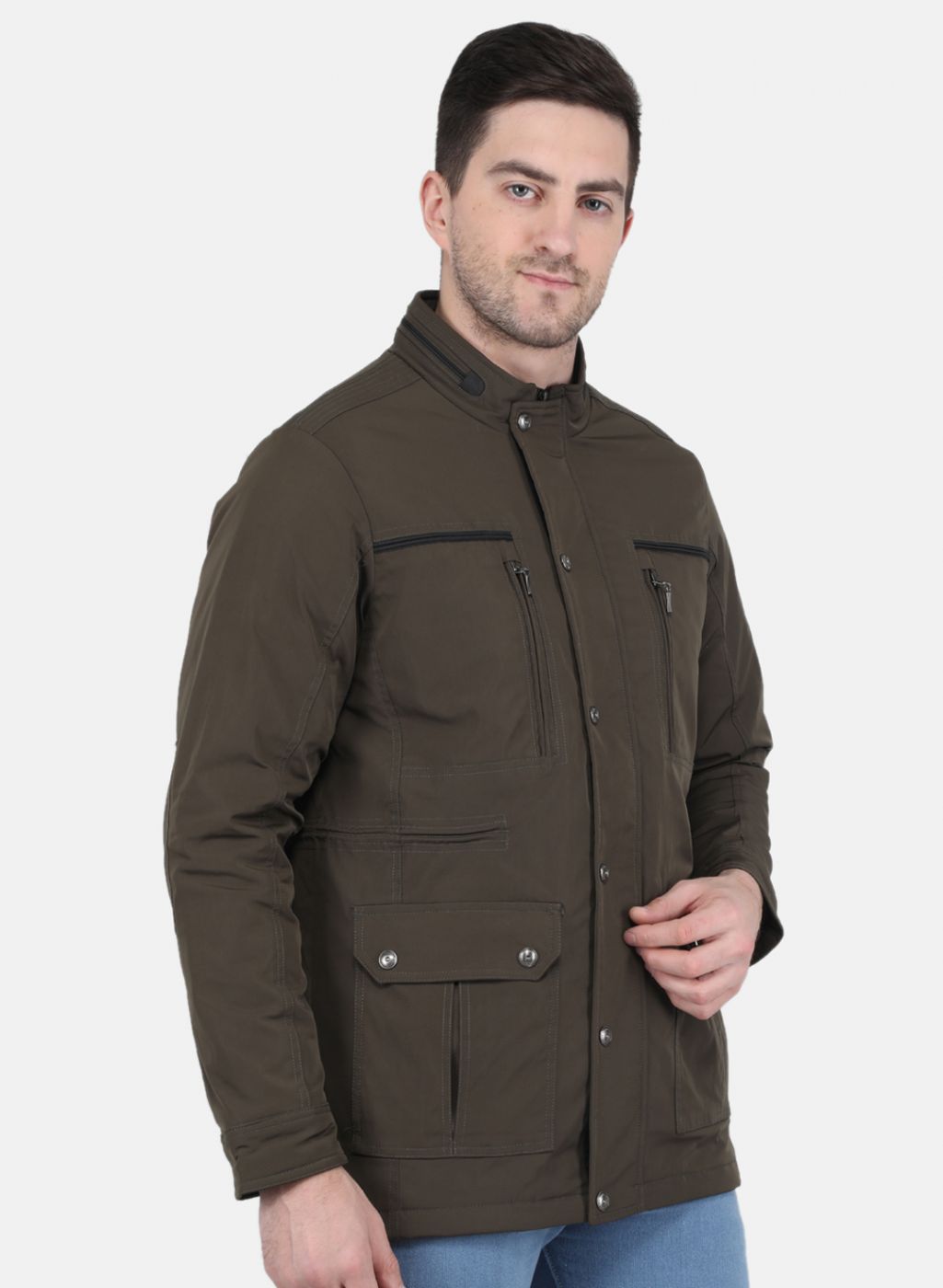 Men Brown Solid Jacket