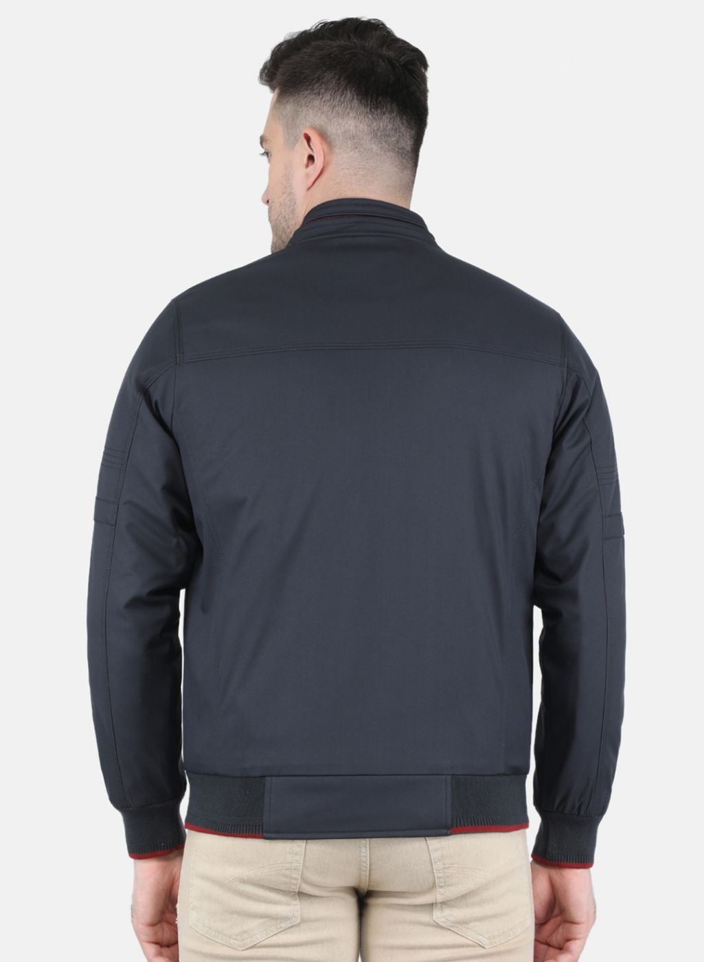 Men NAvy Blue Solid Jacket