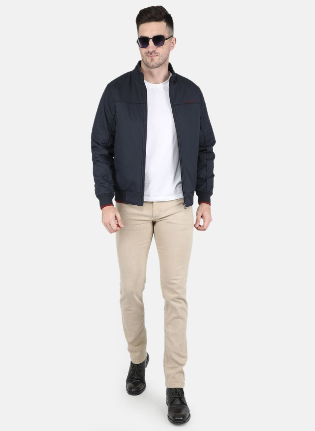 Men NAvy Blue Solid Jacket