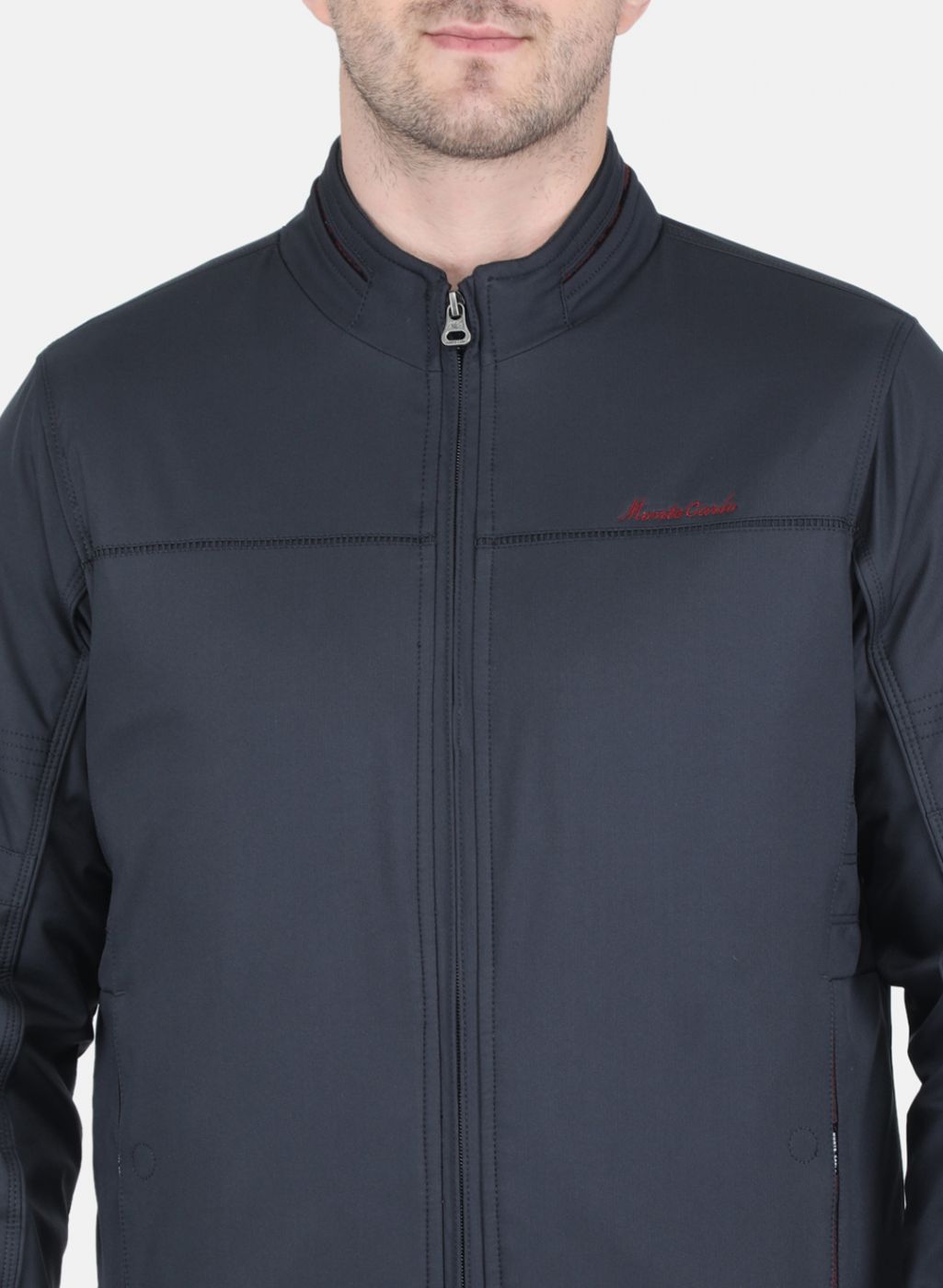 Men NAvy Blue Solid Jacket