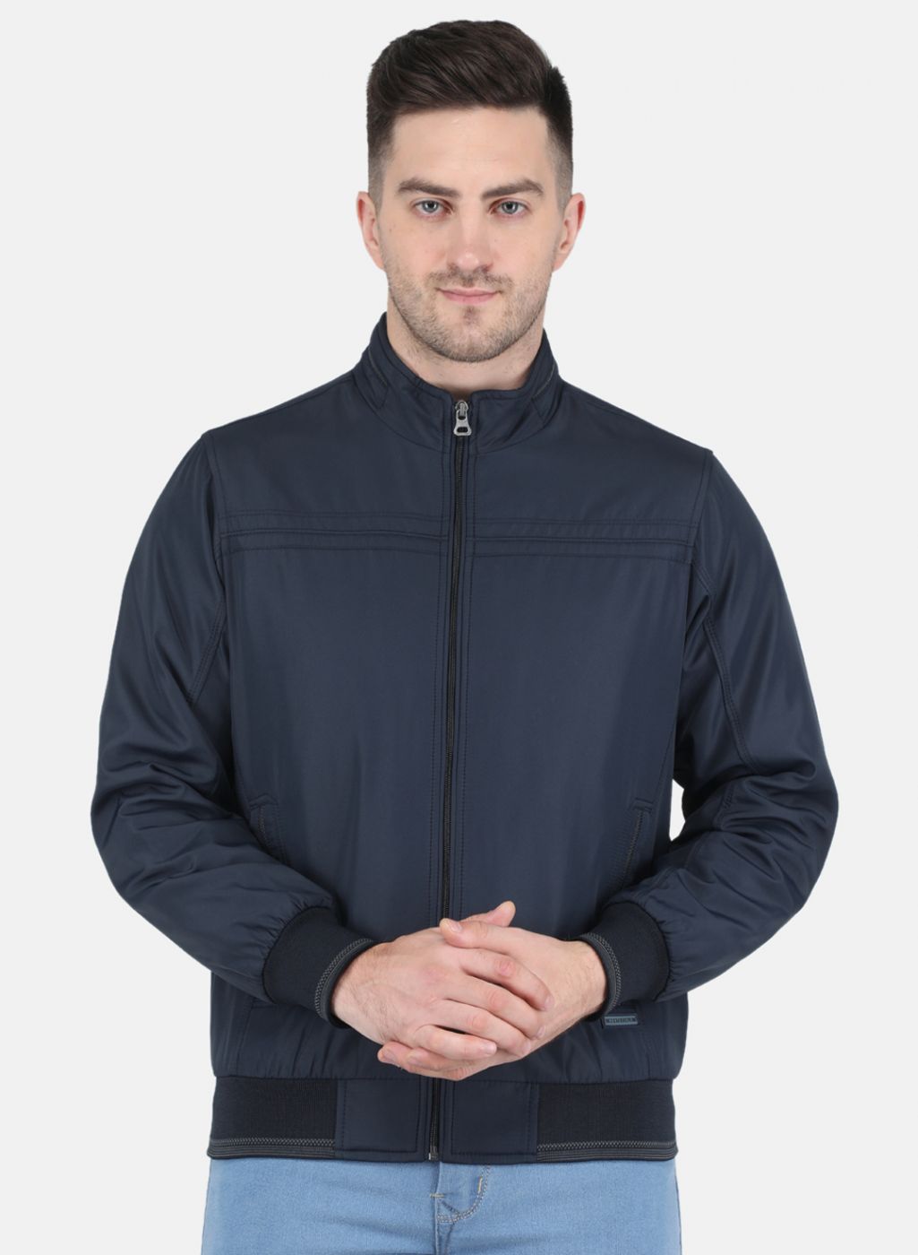 Men NAvy Blue Solid Jacket