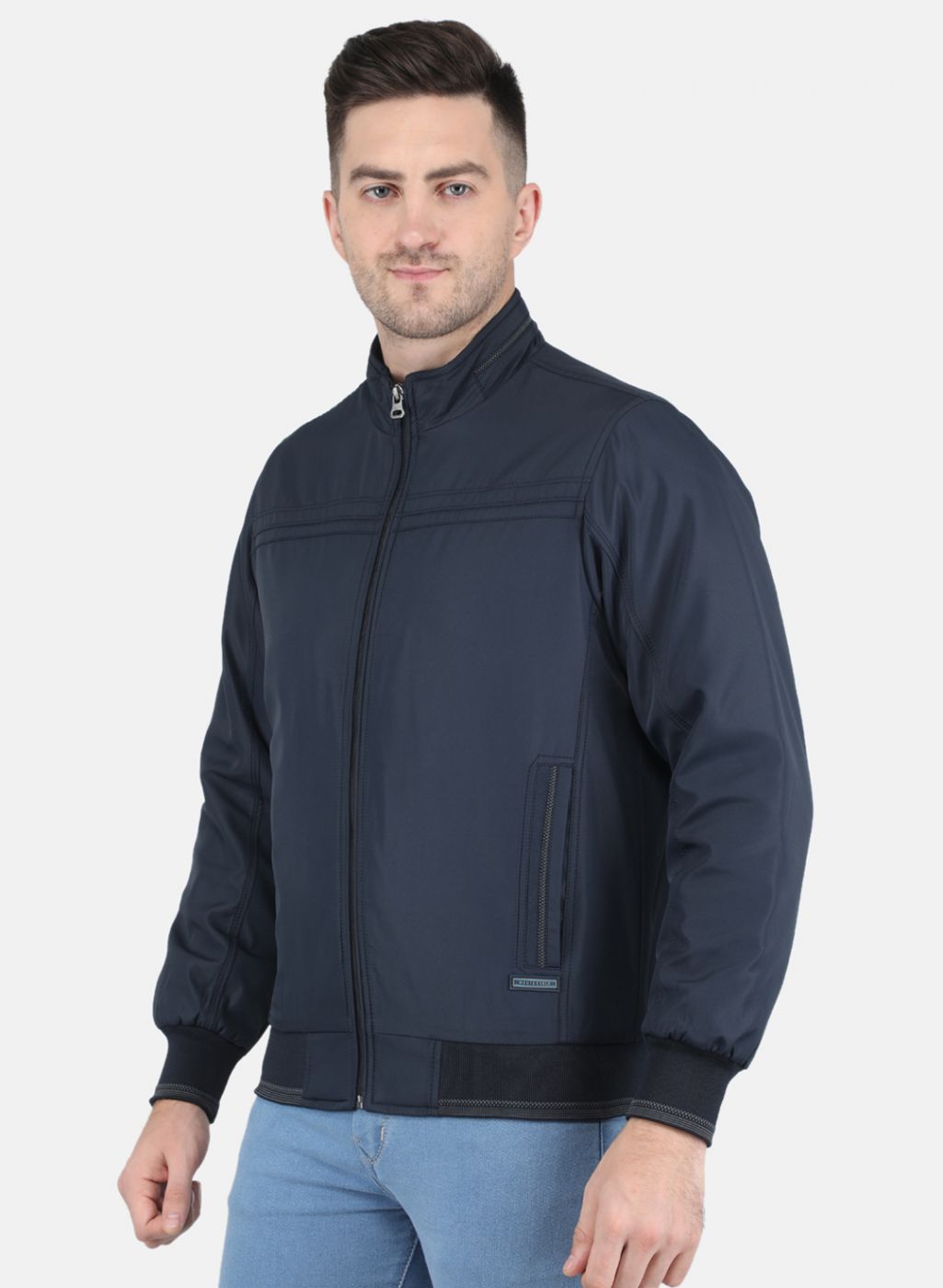 Men NAvy Blue Solid Jacket