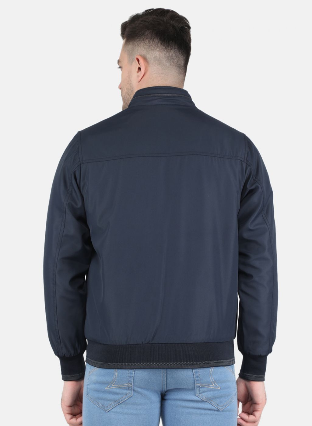 Men NAvy Blue Solid Jacket