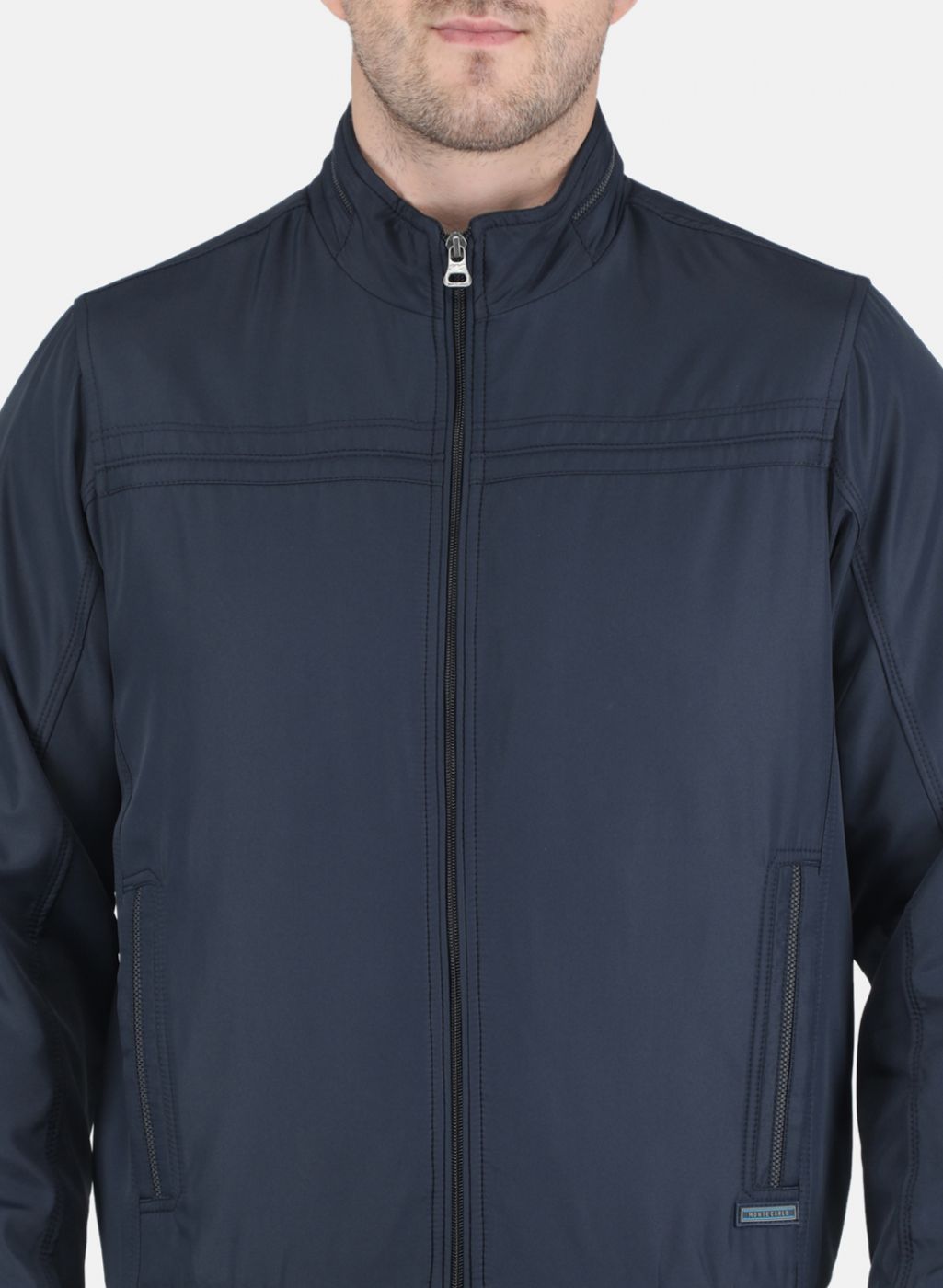 Men NAvy Blue Solid Jacket