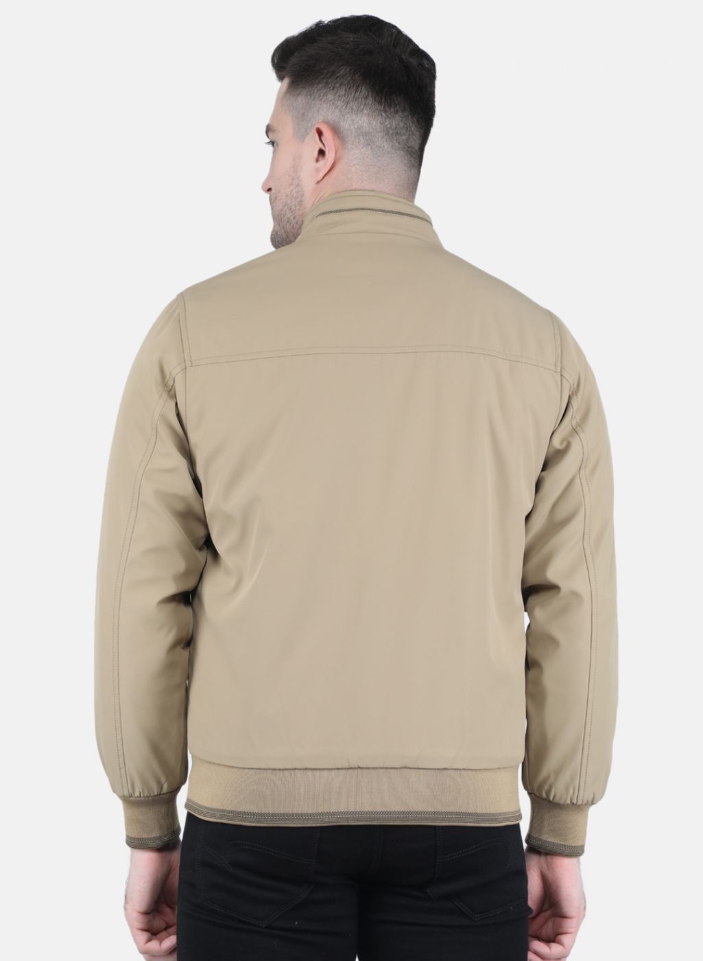 Men Khaki Solid Jacket