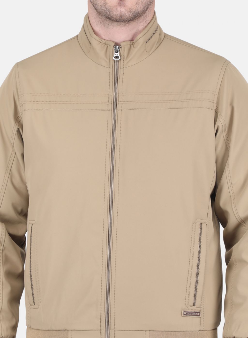 Men Khaki Solid Jacket
