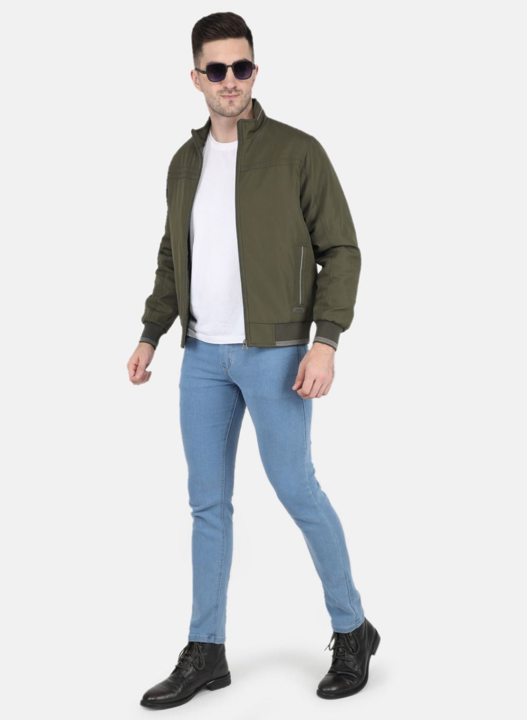 Men Olive Solid Jacket