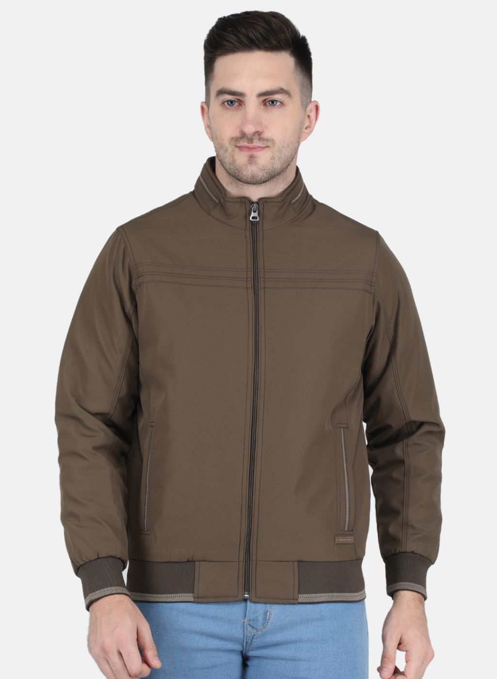 Men Brown Solid Jacket