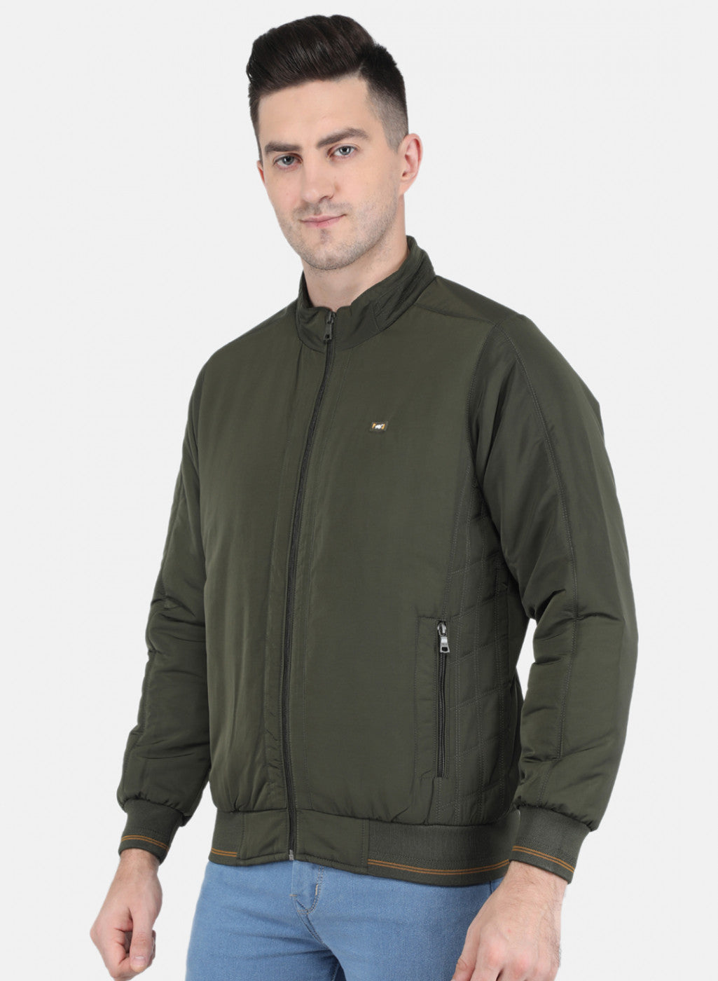 Men Olive Solid Jacket