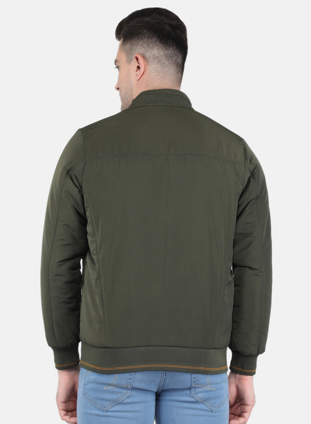 Men Olive Solid Jacket