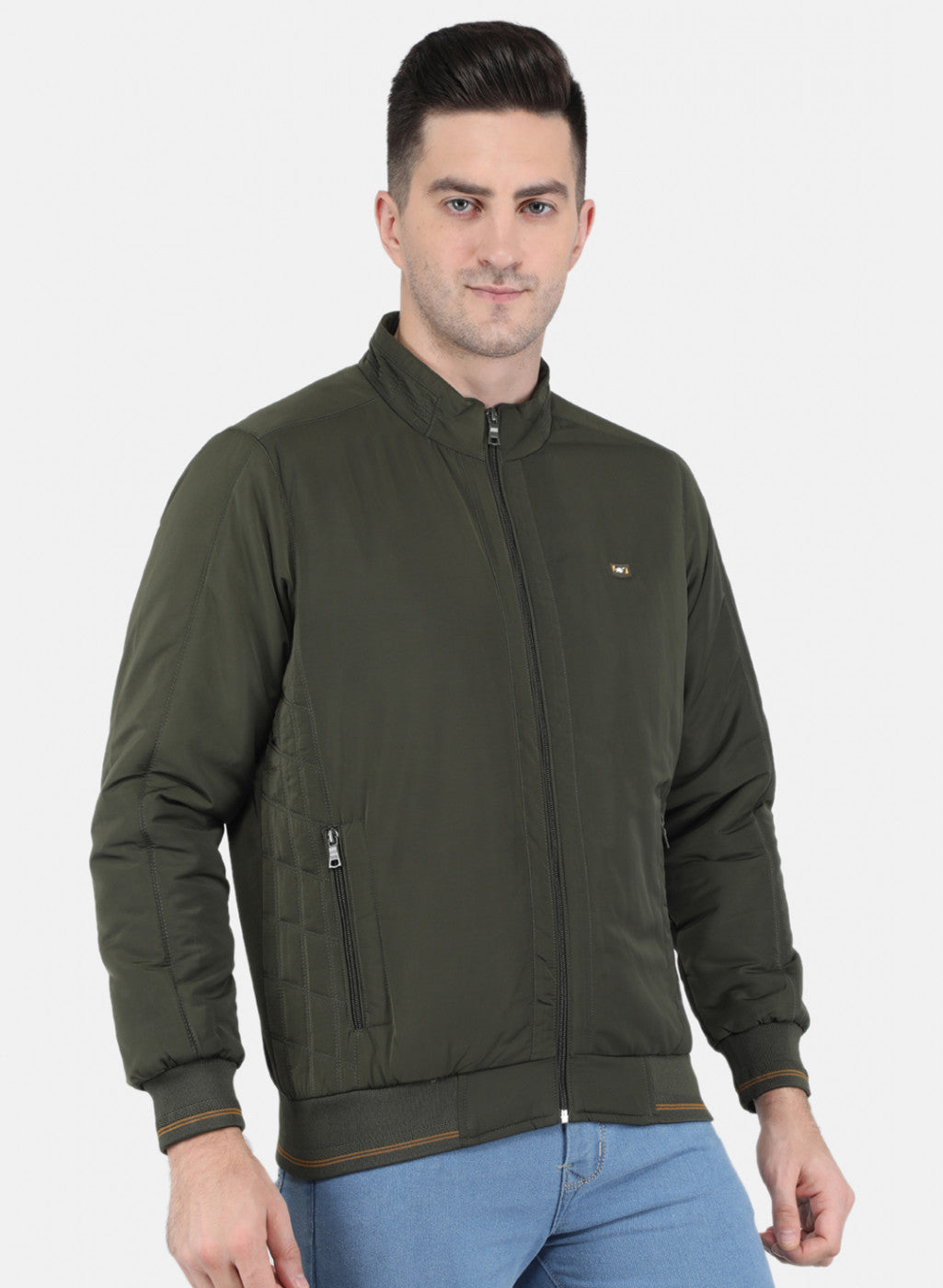 Men Olive Solid Jacket