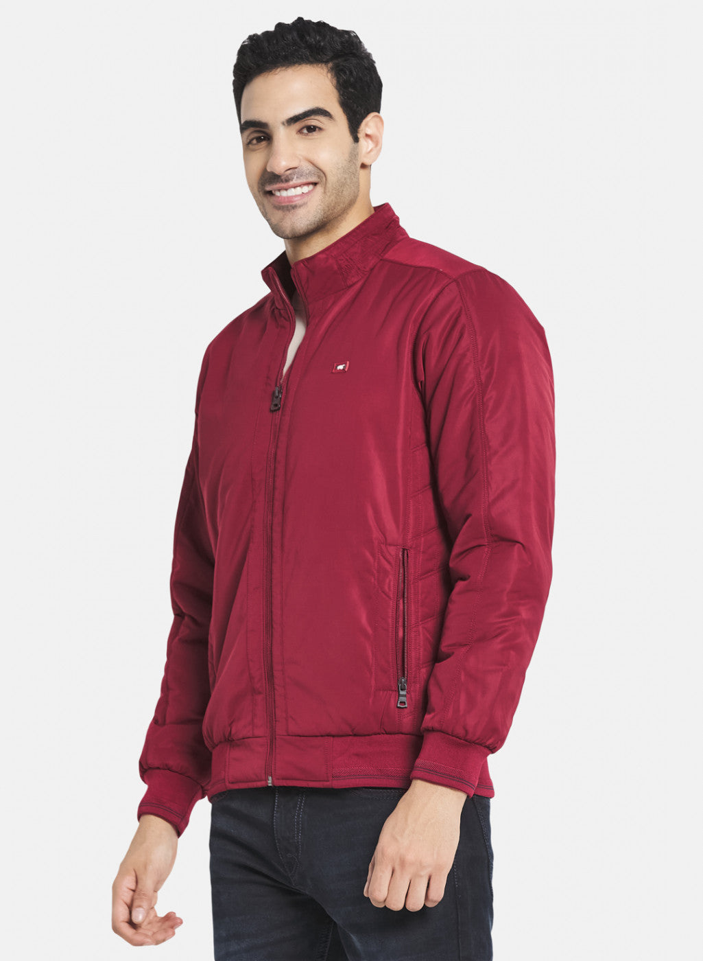 Men Maroon Solid Jacket