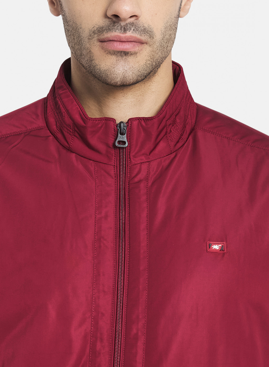 Men Maroon Solid Jacket