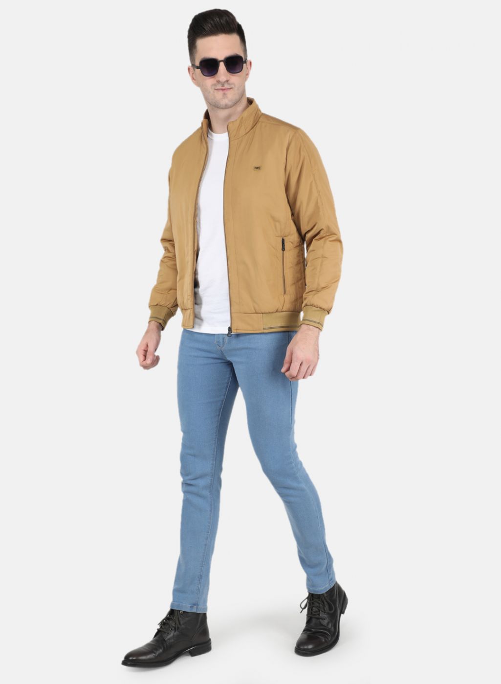 Men Mustard Solid Jacket