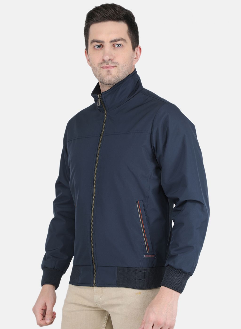 Men NAvy Blue Solid Jacket