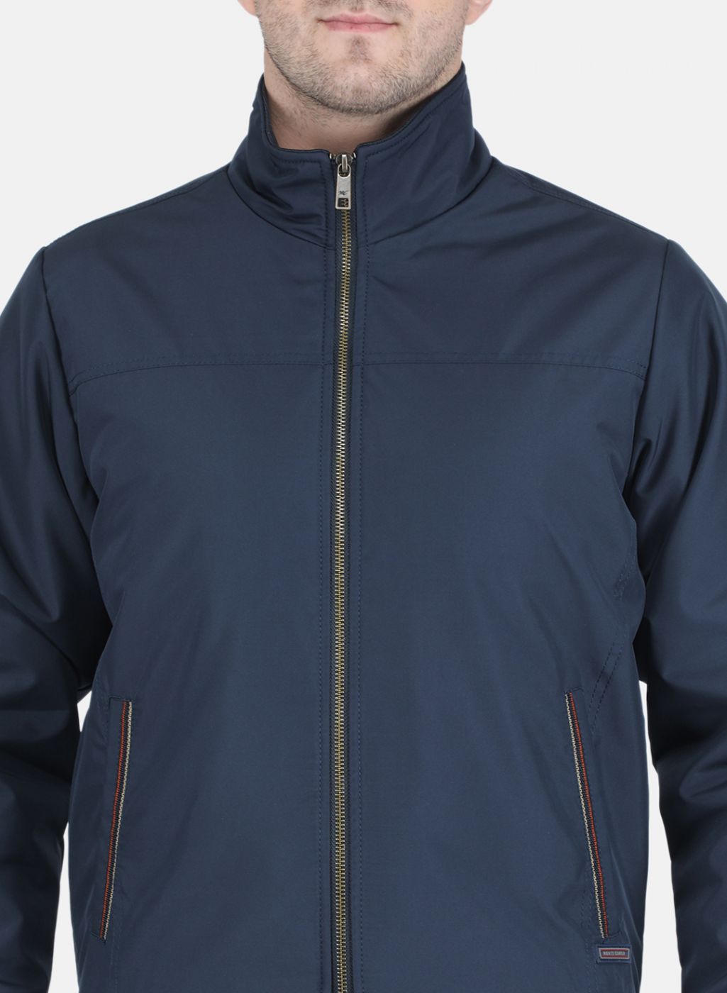 Men NAvy Blue Solid Jacket