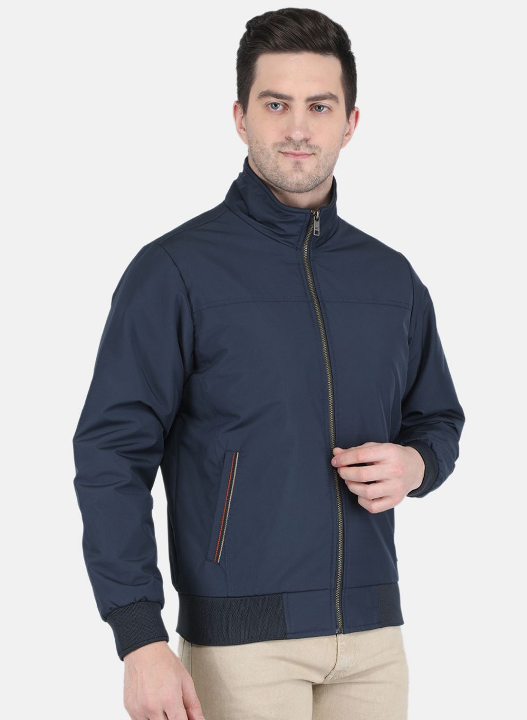 Men NAvy Blue Solid Jacket
