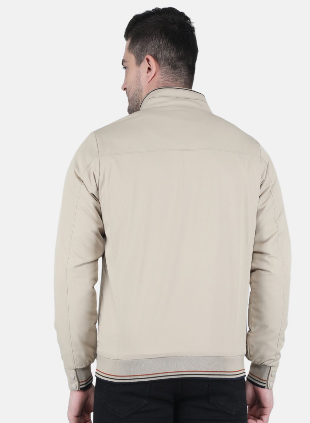 Men Beige Solid Jacket