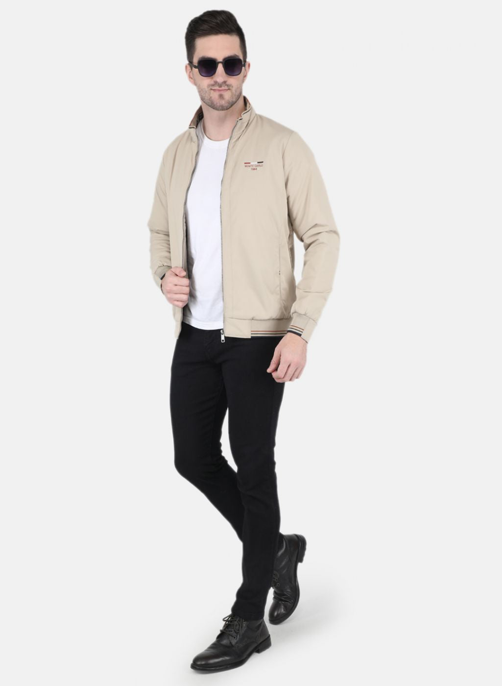 Men Beige Solid Jacket